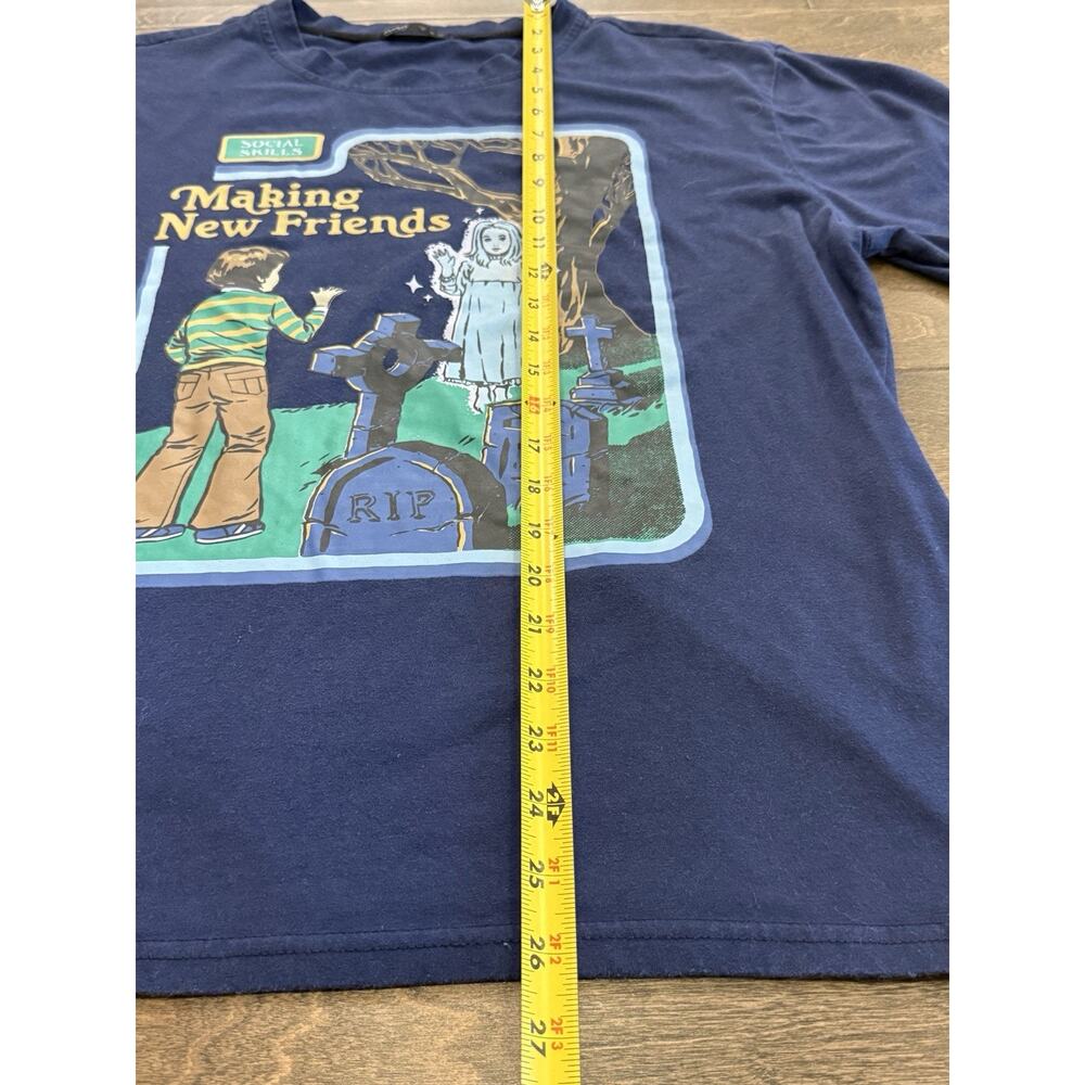 ROMWE Mens Navy Social Skills Making New Friends Graphic T-Shirt Size M MEDIUM - Picture 7 of 8